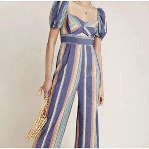 New Anthropologie Lauren Puff-Sleeved Jumpsuit by Ali & Jay  SIZE M